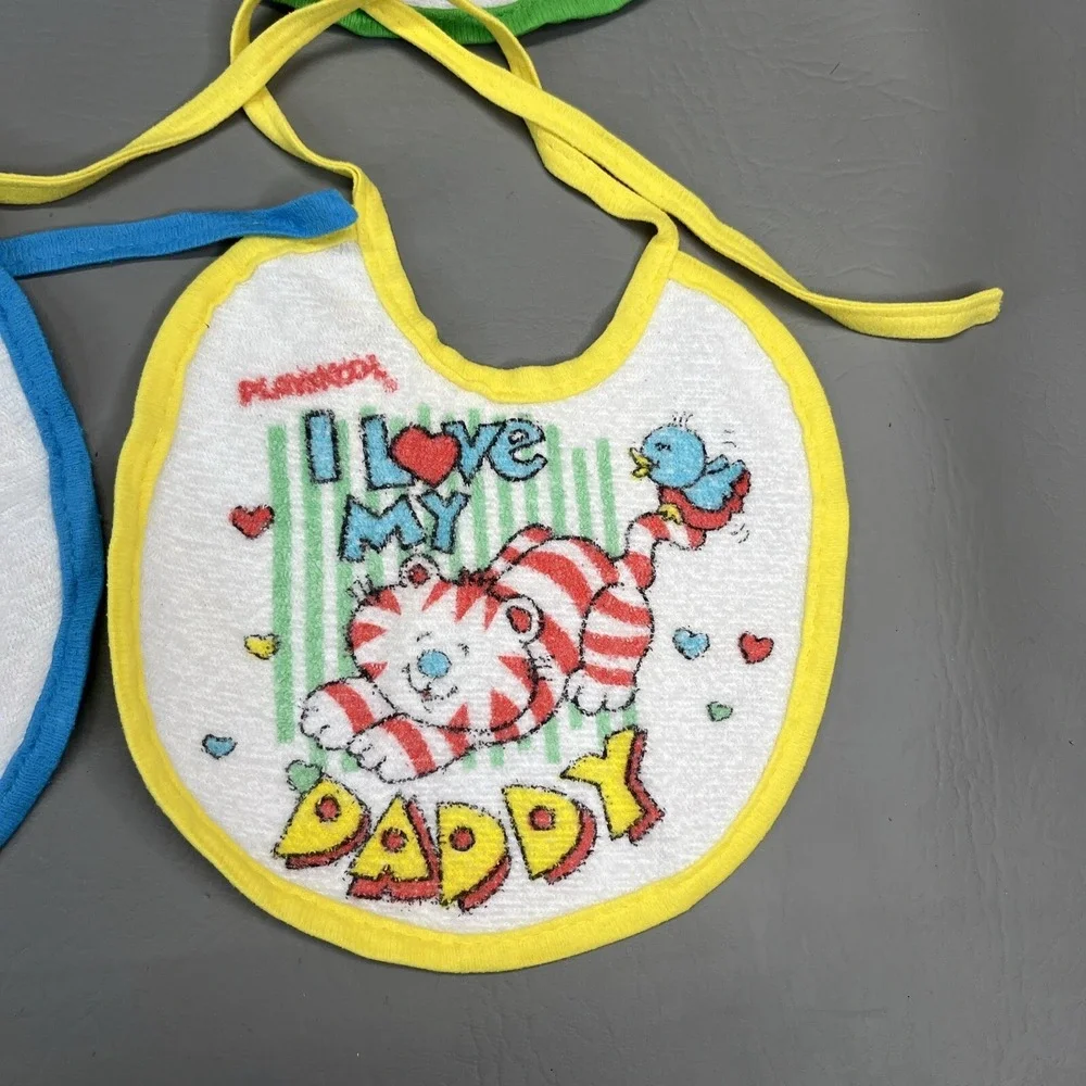 Playskool Baby Bibs for infants I love My Mommy & Daddy Lot of 4 Vintage